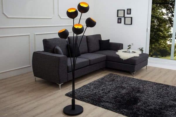 Čierno-zlatá stojanová lampa Magma 170 cm »