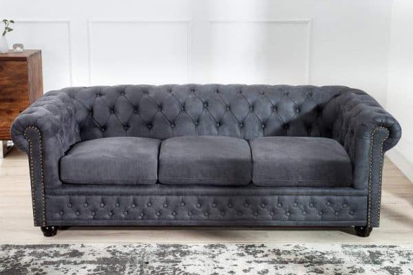 Sofa Chesterfield 3er sivá antik look