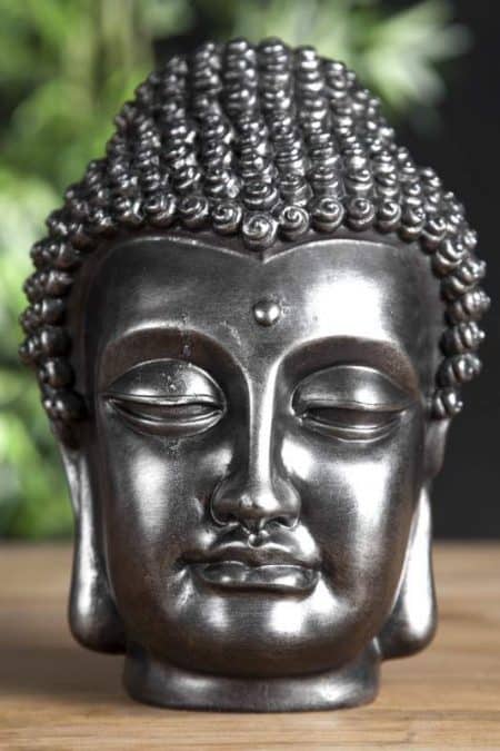 Soška Buddha Kopf 25cm - tmavo-strieborná