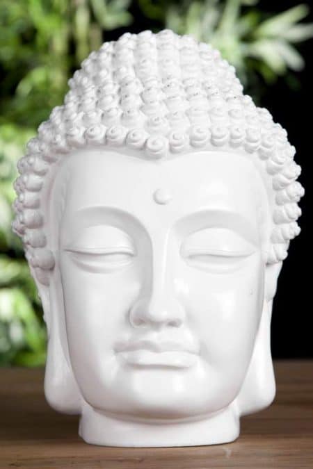 Soška Buddha Kopf biela vysokolesklá 25 cm