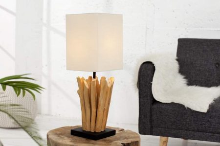 Stolová lampa - naplavené drevo Euphoria biela