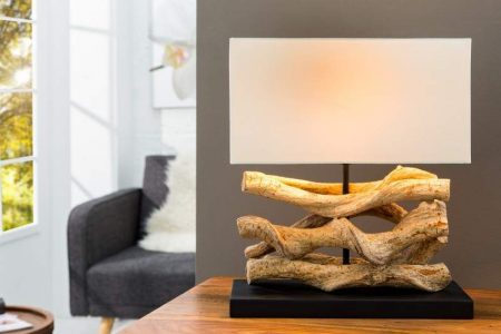 Stolová lampa - naplavené drevo Wave béžová