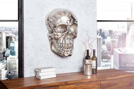 Wandskulptur Skull 40cm strieborná
