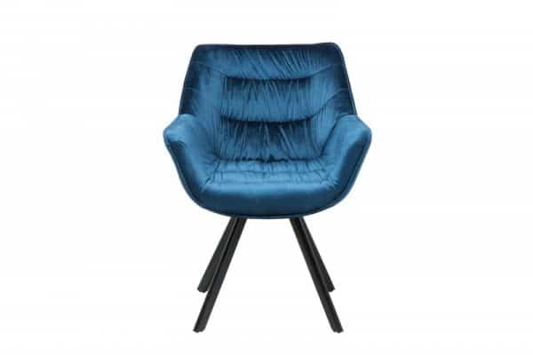 Modrá zamatová jedálenská stolička The Dutch Comfort »