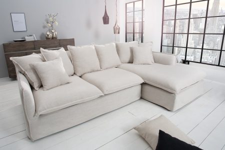 Eck-Sofa Heaven 255cm plátno prírodná