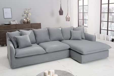 Eck-Sofa Heaven 255cm plátno sivá