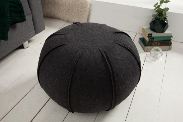 Antracitový taburet Pouf Filz Ø 50 cm »