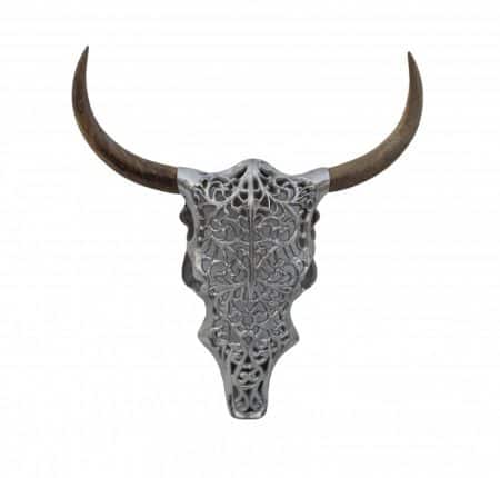 Strieborná dekoratívna lebka Exotic Bull 57cm