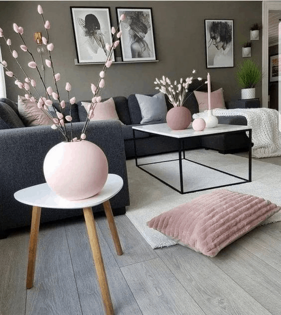ružovo sivá obývačka