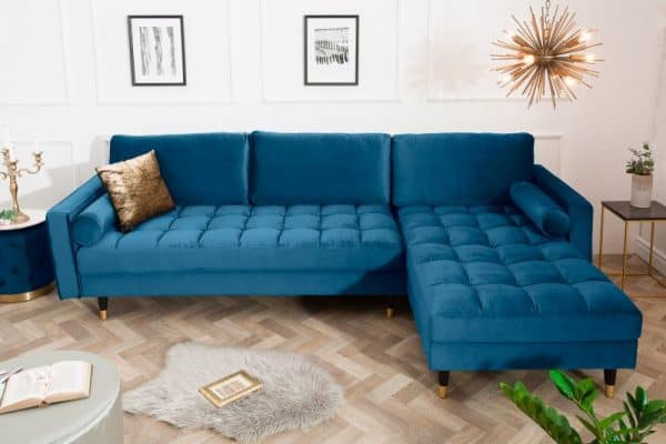 Ecksofa Cozy Velvet II 260cm dunkelblau zamat