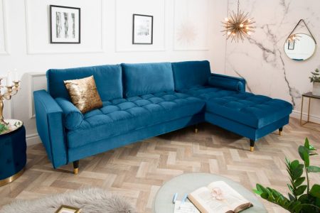 Ecksofa Cozy Velvet II 260cm dunkelblau zamat