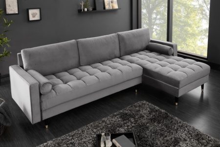 Ecksofa Cozy Velvet II 260cm sivá zamat