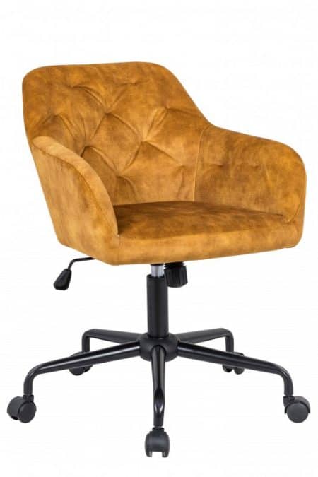 Žltá zamatová kancelárska stolička Dutch Comfort
