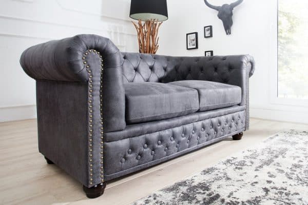 Sofa Chesterfield II dvoják 150cm sivá antik