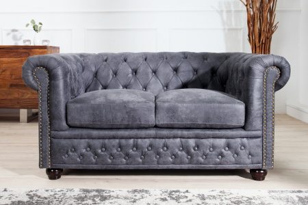 Sofa Chesterfield II dvoják 150cm sivá antik