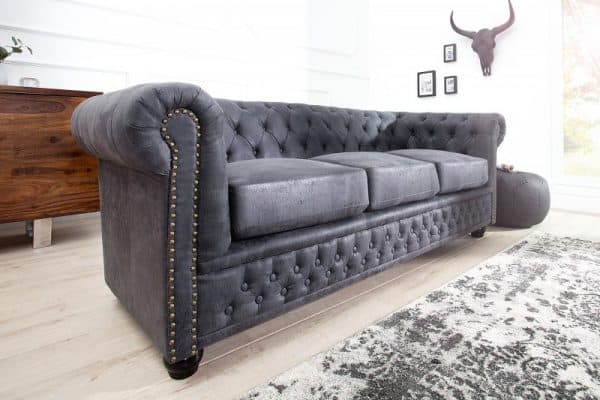 Sofa Chesterfield II 3er 200cm sivá antik