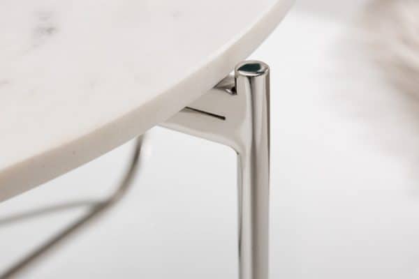 Konferenčný stolík Noble 62cm mramor biela strieborná