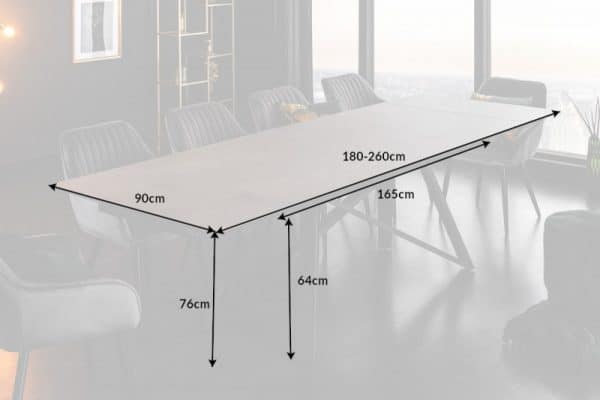 Jedálenský stôl Atlas 180-220-260cm betón-Optik keramika