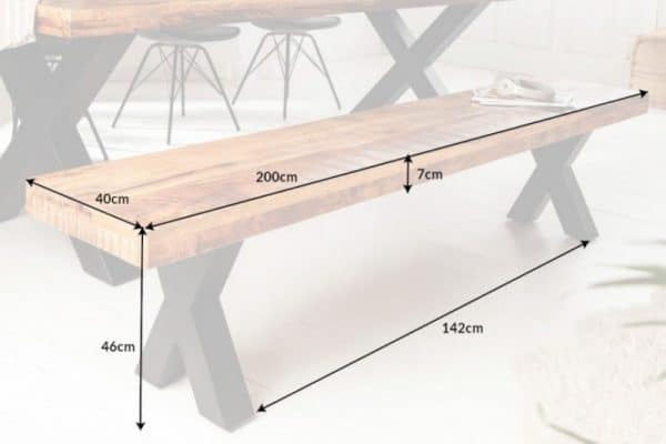 Lavica Iron Craft X 200cm Mango prírodná 70mm