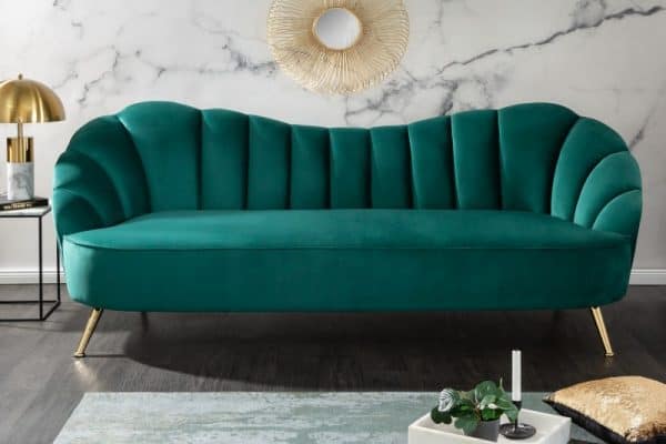 Sofa Arielle 220cm zamat tyrkysová