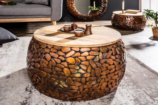 Konferenčný stolík Stone Mosaic set 2ks meď agát