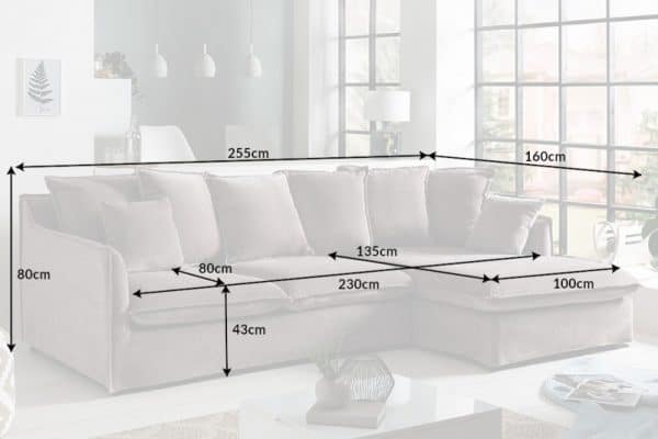 Eck-Sofa Heaven 255cm plátno taupe