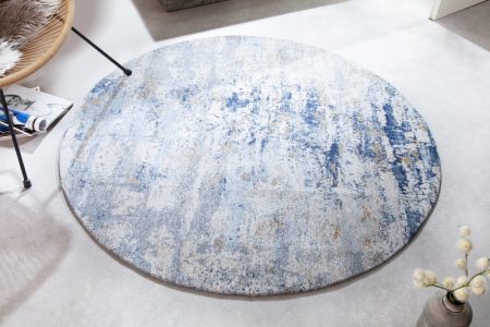 Teppich Modern Art 150cm rund blau béžová