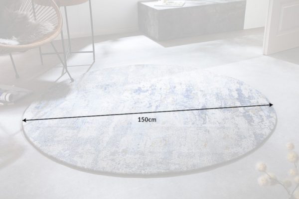 Teppich Modern Art 150cm rund blau béžová