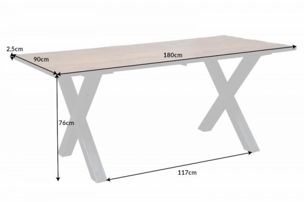 Jedálenský stôl Barracuda / geflextem X-Gestell 180cm