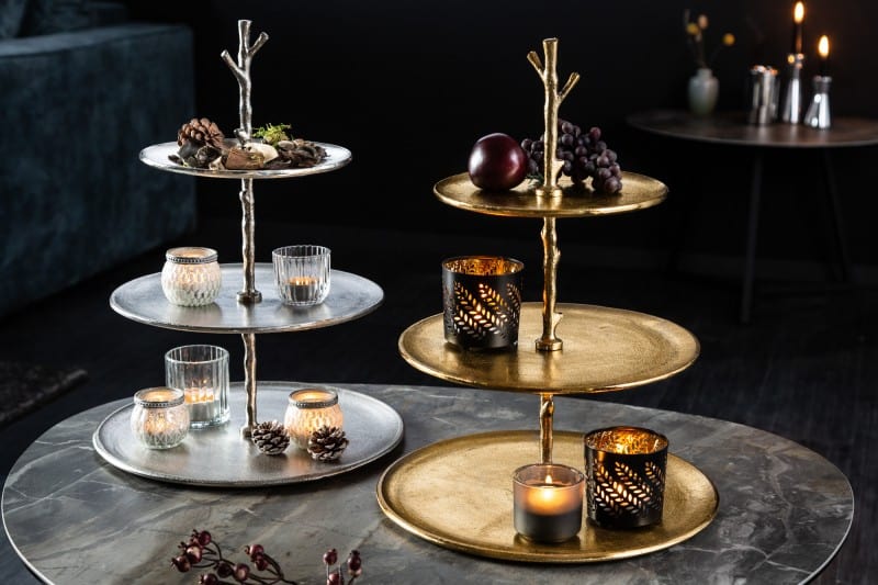 Etagere Abstract 3er strieborná 48cm Etagere Abstract 3er strieborná 48cm