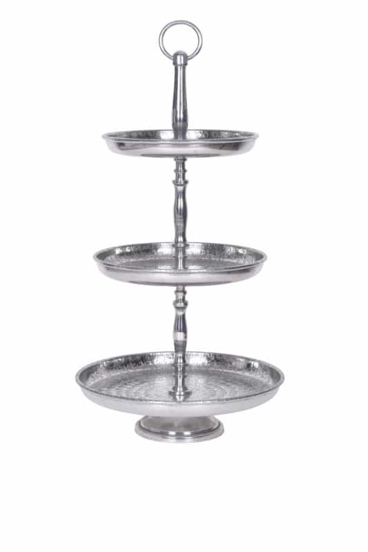 Etagere Orient 3er 48cm strieborná Hammerschlag
