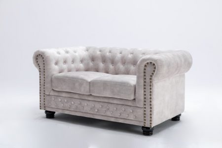 Chesterfield 2-Sitzer Sofa zamat champagner