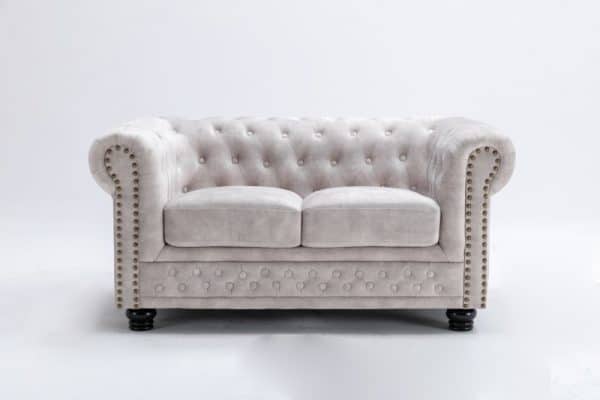 Chesterfield 2-Sitzer Sofa zamat champagner