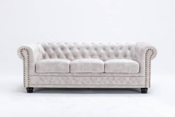 Chesterfield 3-Sitzer Sofa zamat champagner