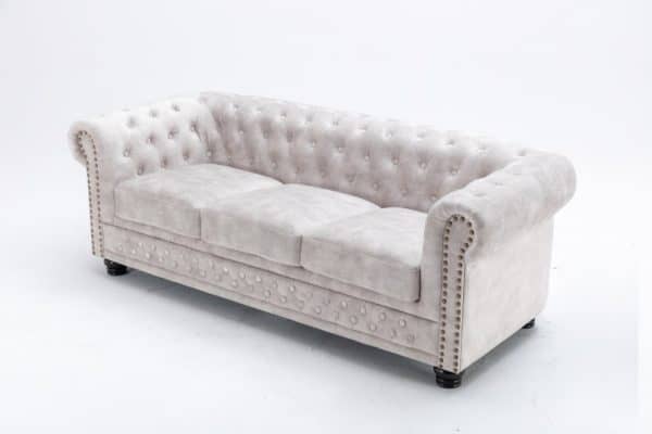 Chesterfield 3-Sitzer Sofa zamat champagner