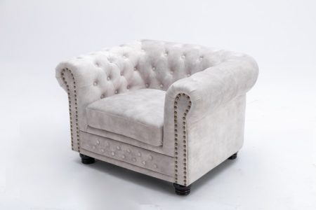 Chesterfield Kreslo zamat champagner