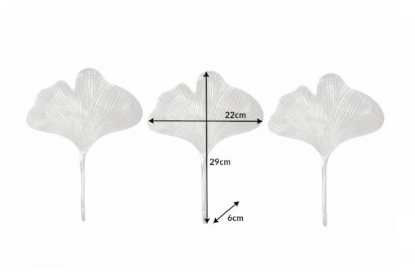 Kleiderhaken Ginkgo set 3ks strieborná