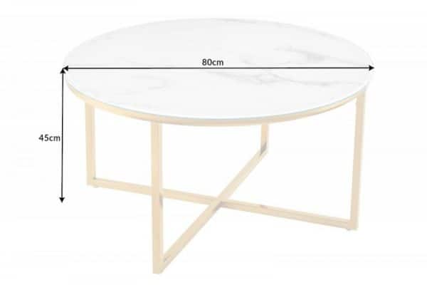 Konferenčný stolík Elegance 80cm biela mramoroptik