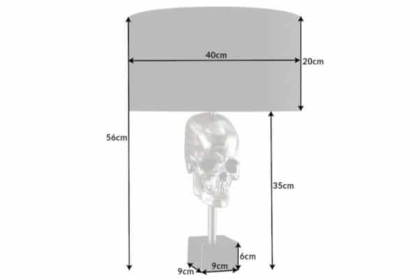 Stolová lampa Skull 56cm čierna strieborná