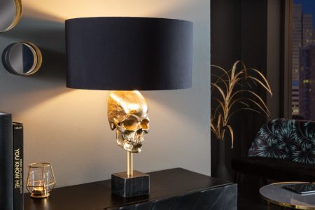 Stolová lampa Skull 56cm čiernozlatá