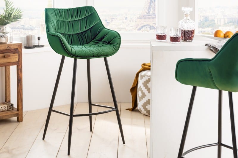 Barová stolička The dutch comfort smaragdzelená zamat
