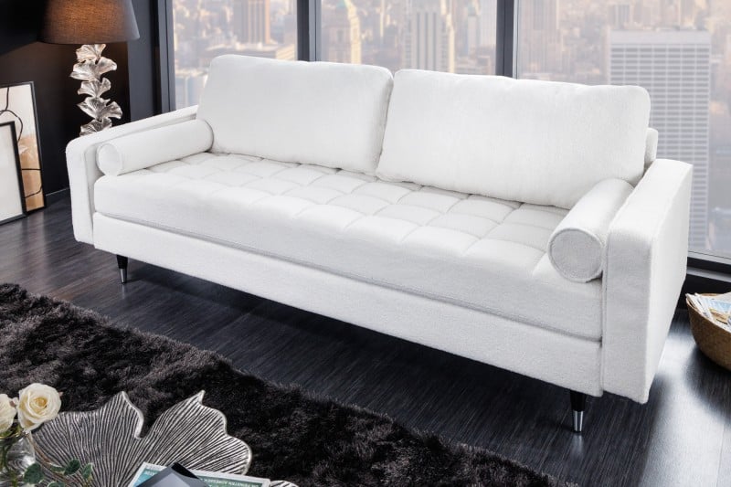 Sofa Cozy 220cm Teddystoff biela