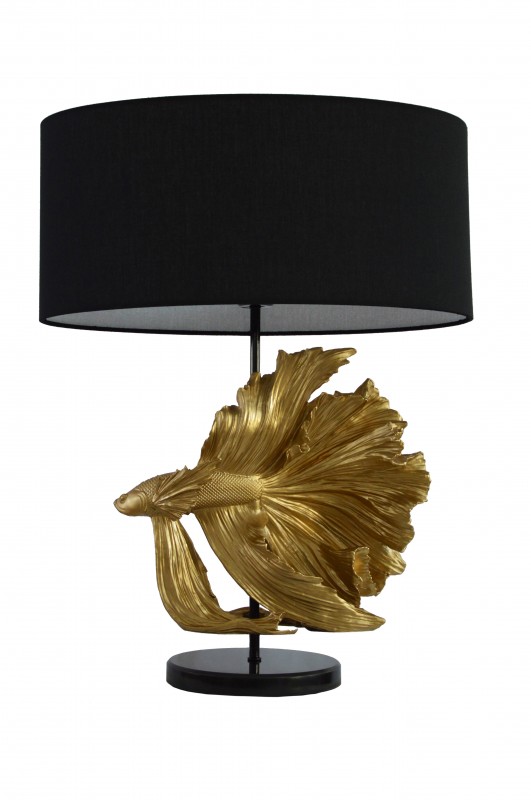 Stolová lampa Fisch Crowntail čiernozlatá