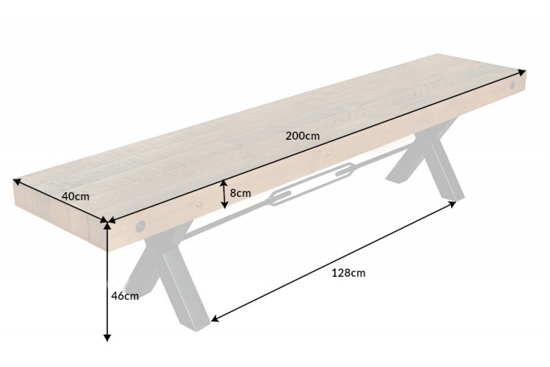 Lavica Thor 200cm Pinie 80mm vintage hnedá